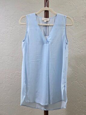Summer Lightweight‎ Blue Sleeveless V-Neck Blouse